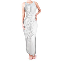 Polynesia White Sunday Tank Maxi Dress Plumeria Polynesian Tribal Grey Color LT14 Women White - Polynesian Pride