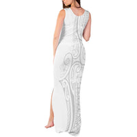 Polynesia White Sunday Tank Maxi Dress Plumeria Polynesian Tribal Grey Color LT14 - Polynesian Pride