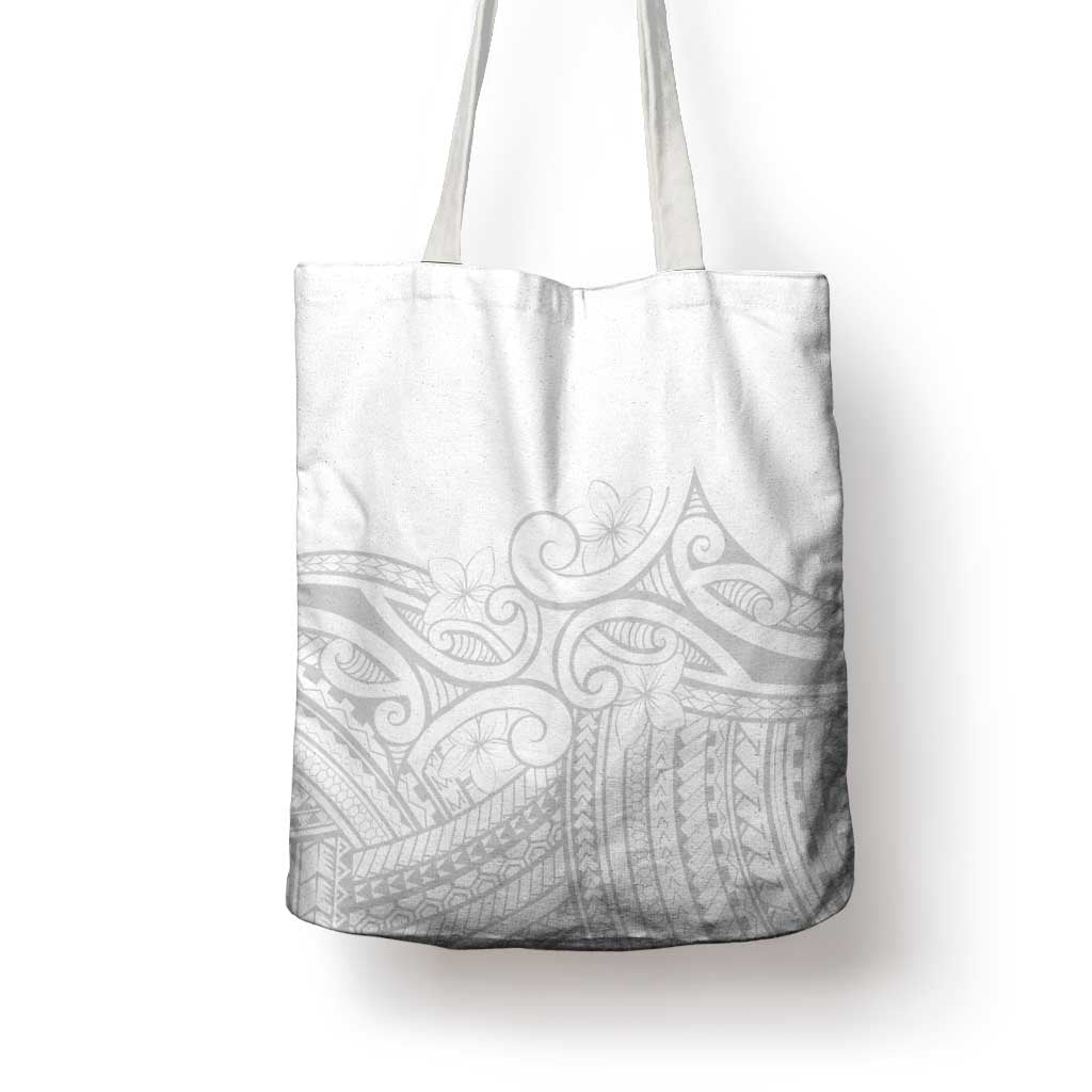 Polynesia White Sunday Tote Bag Plumeria Polynesian Tribal Grey Color LT14 - Polynesian Pride