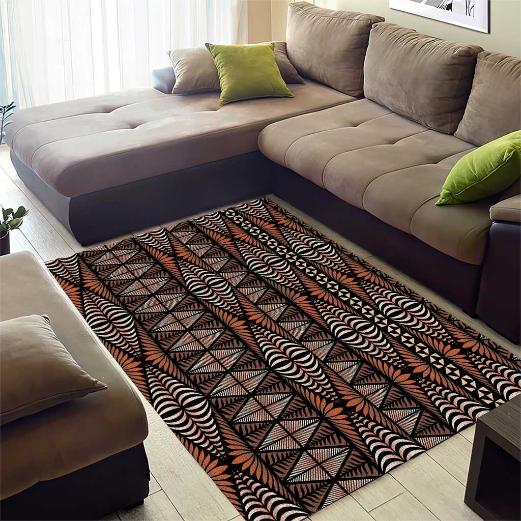 Malo e lelei Tonga Area Rug Tongan Ngatu Vintage Brown LT14 - Polynesian Pride