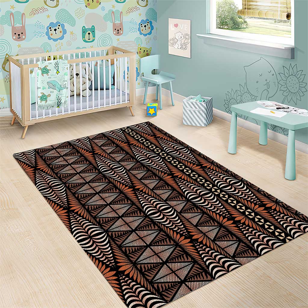 Malo e lelei Tonga Area Rug Tongan Ngatu Vintage Brown LT14 - Polynesian Pride