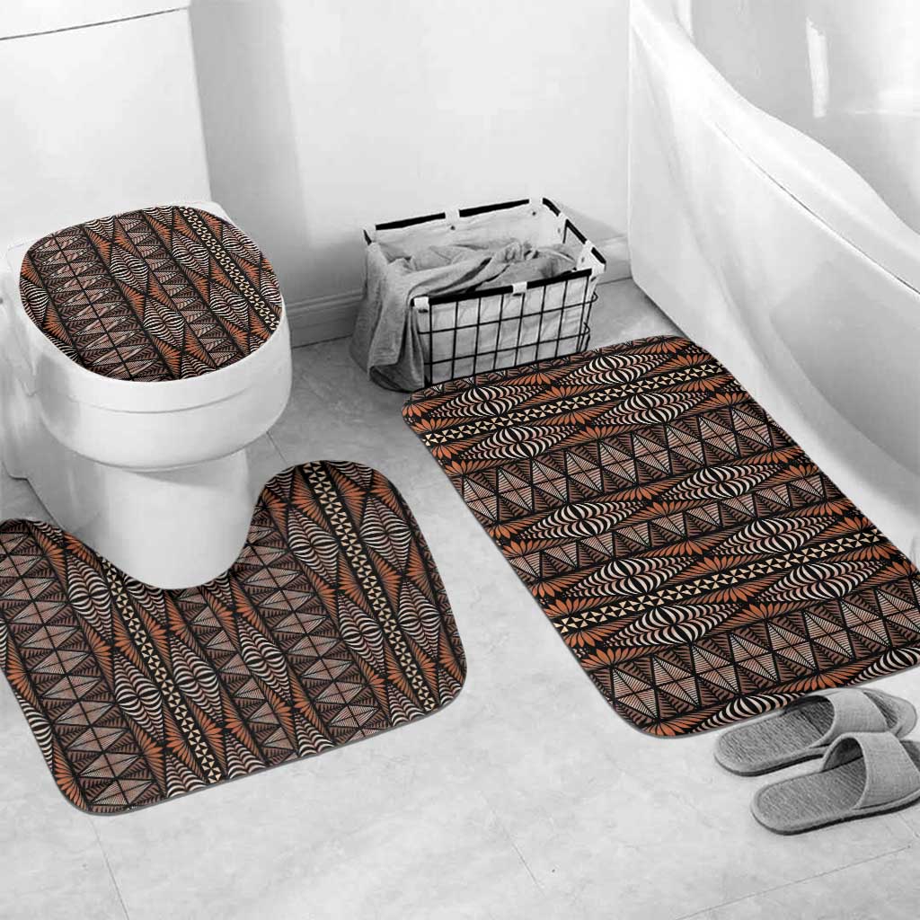 Malo e lelei Tonga Bathroom Set Tongan Ngatu Vintage Brown LT14 Mat Set Only (3 pcs) One Size Brown - Polynesian Pride