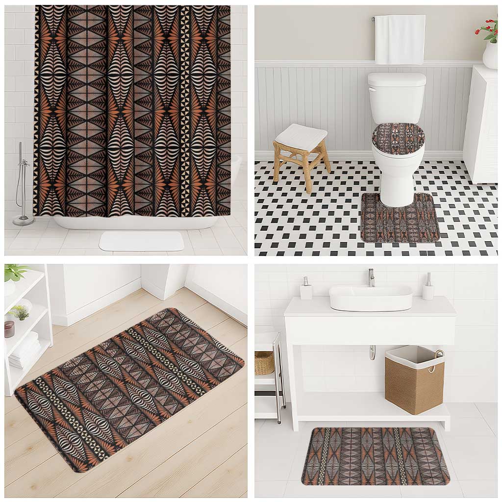 Malo e lelei Tonga Bathroom Set Tongan Ngatu Vintage Brown LT14 - Polynesian Pride