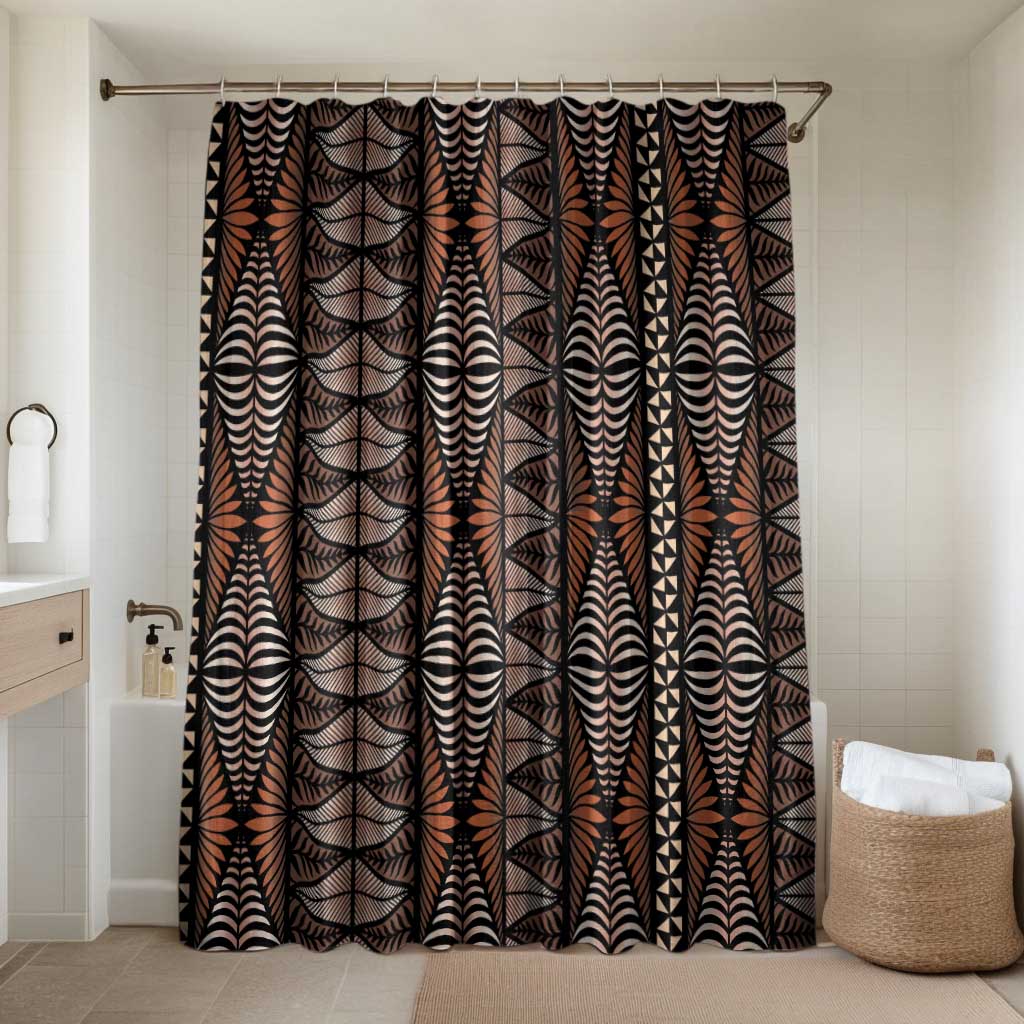 Malo e lelei Tonga Bathroom Set Tongan Ngatu Vintage Brown LT14 Shower Curtain Only Brown - Polynesian Pride