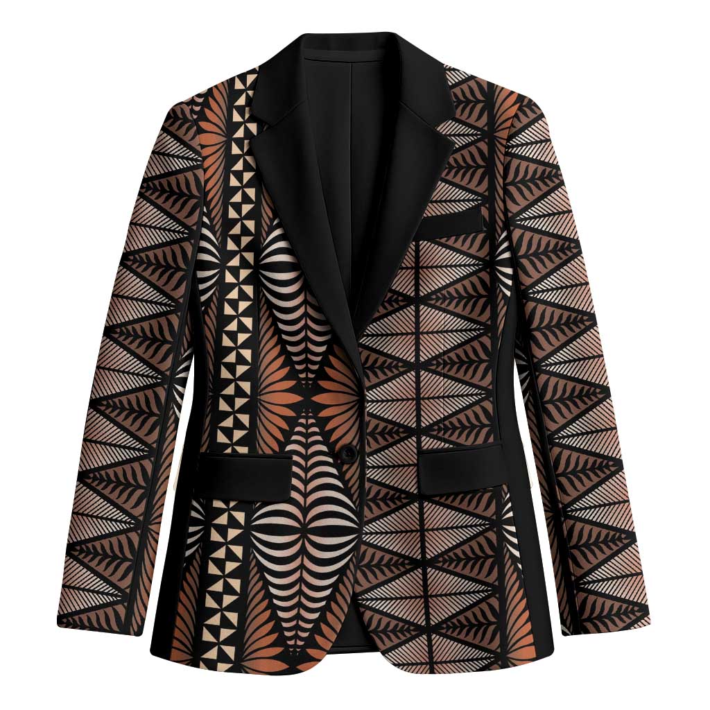 Malo e lelei Tonga Blazer Tongan Ngatu Vintage Brown LT14 Unisex Brown - Polynesian Pride