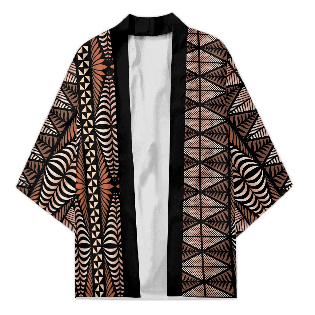 Malo e lelei Tonga Kimono Tongan Ngatu Vintage Brown LT14 Unisex Brown - Polynesian Pride