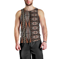 Malo e lelei Tonga Men Tank Top Tongan Ngatu Vintage Brown LT14 - Polynesian Pride