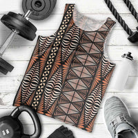 Malo e lelei Tonga Men Tank Top Tongan Ngatu Vintage Brown LT14 - Polynesian Pride