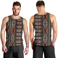 Malo e lelei Tonga Men Tank Top Tongan Ngatu Vintage Brown LT14 - Polynesian Pride