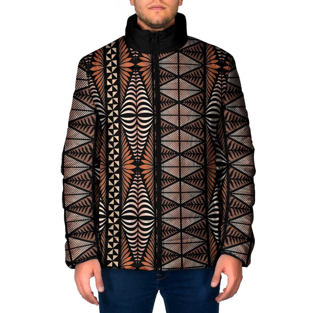 Malo e lelei Tonga Padded Jacket Tongan Ngatu Vintage Brown LT14 Men Brown - Polynesian Pride