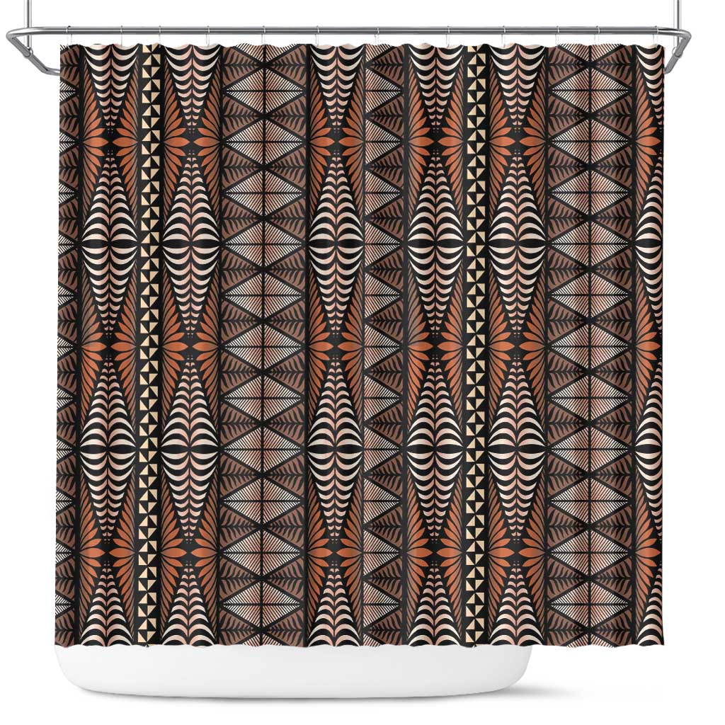Malo e lelei Tonga Shower Curtain Tongan Ngatu Vintage Brown LT14 Brown - Polynesian Pride