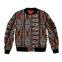 Malo e lelei Tonga Sleeve Zip Bomber Jacket Tongan Ngatu Vintage Brown LT14 Unisex Brown - Polynesian Pride
