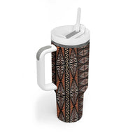 Malo e lelei Tonga Tumbler With Handle Tongan Ngatu Vintage Brown LT14 - Polynesian Pride