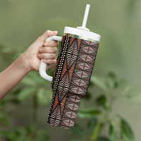 Malo e lelei Tonga Tumbler With Handle Tongan Ngatu Vintage Brown LT14 - Polynesian Pride