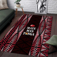 Tonga Rugby Area Rug 2025 Mate Maa Tonga Ngatu Motif LT14 Red - Polynesian Pride