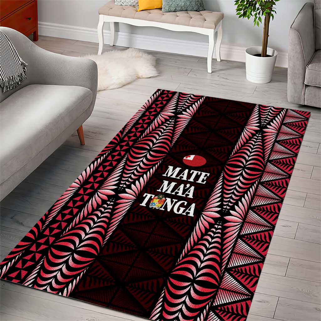 Tonga Rugby Area Rug 2025 Mate Maa Tonga Ngatu Motif LT14 - Polynesian Pride