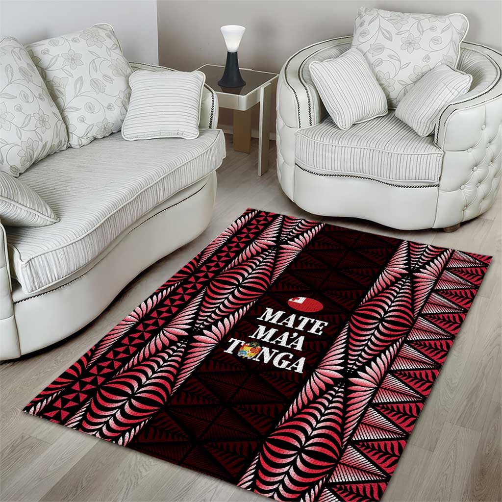Tonga Rugby Area Rug 2025 Mate Maa Tonga Ngatu Motif LT14 - Polynesian Pride