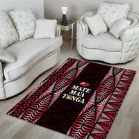 Tonga Rugby Area Rug 2025 Mate Maa Tonga Ngatu Motif LT14 - Polynesian Pride