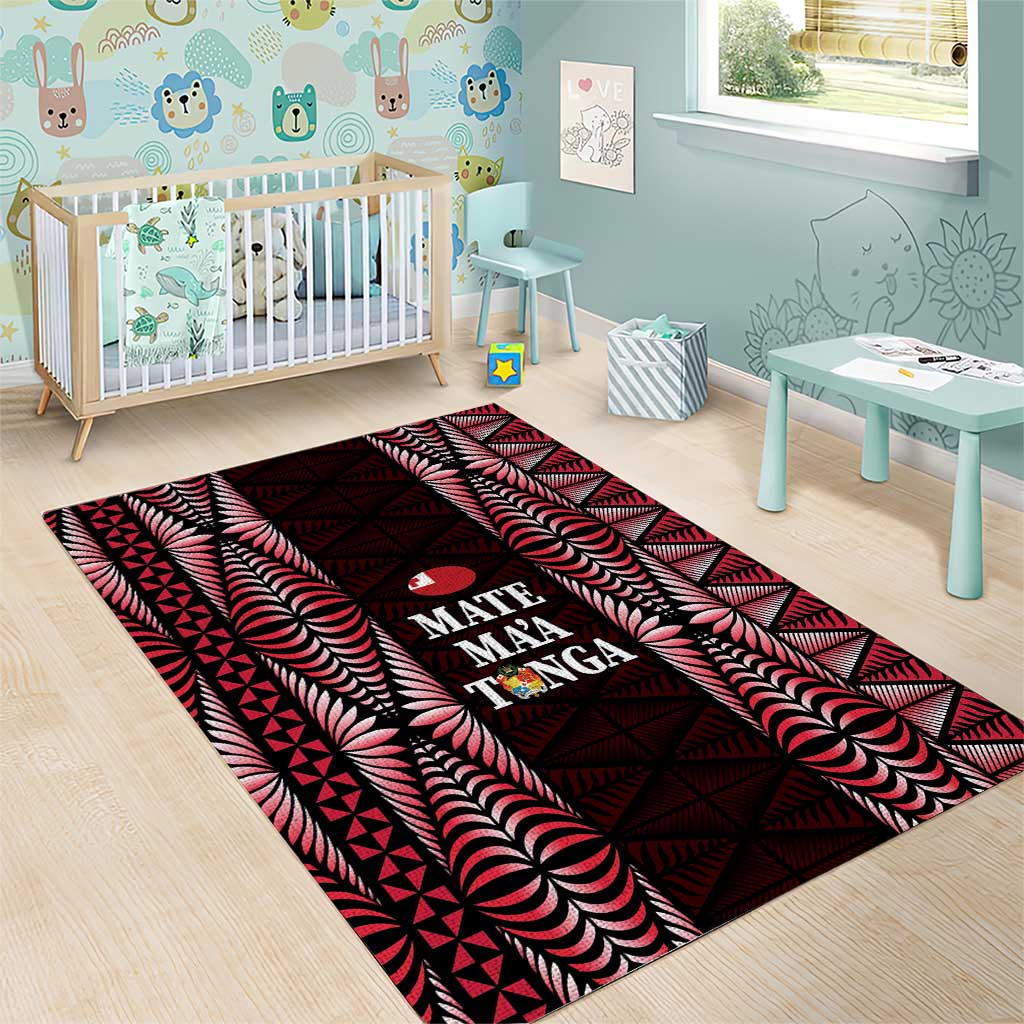 Tonga Rugby Area Rug 2025 Mate Maa Tonga Ngatu Motif LT14 - Polynesian Pride