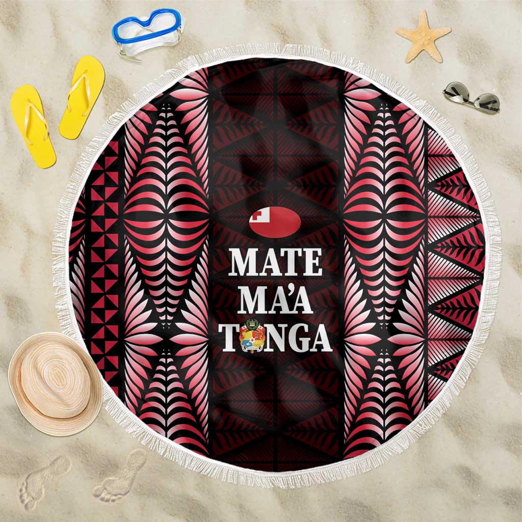 Tonga Rugby Beach Blanket 2025 Mate Maa Tonga Ngatu Motif LT14 One Size 150cm Red - Polynesian Pride
