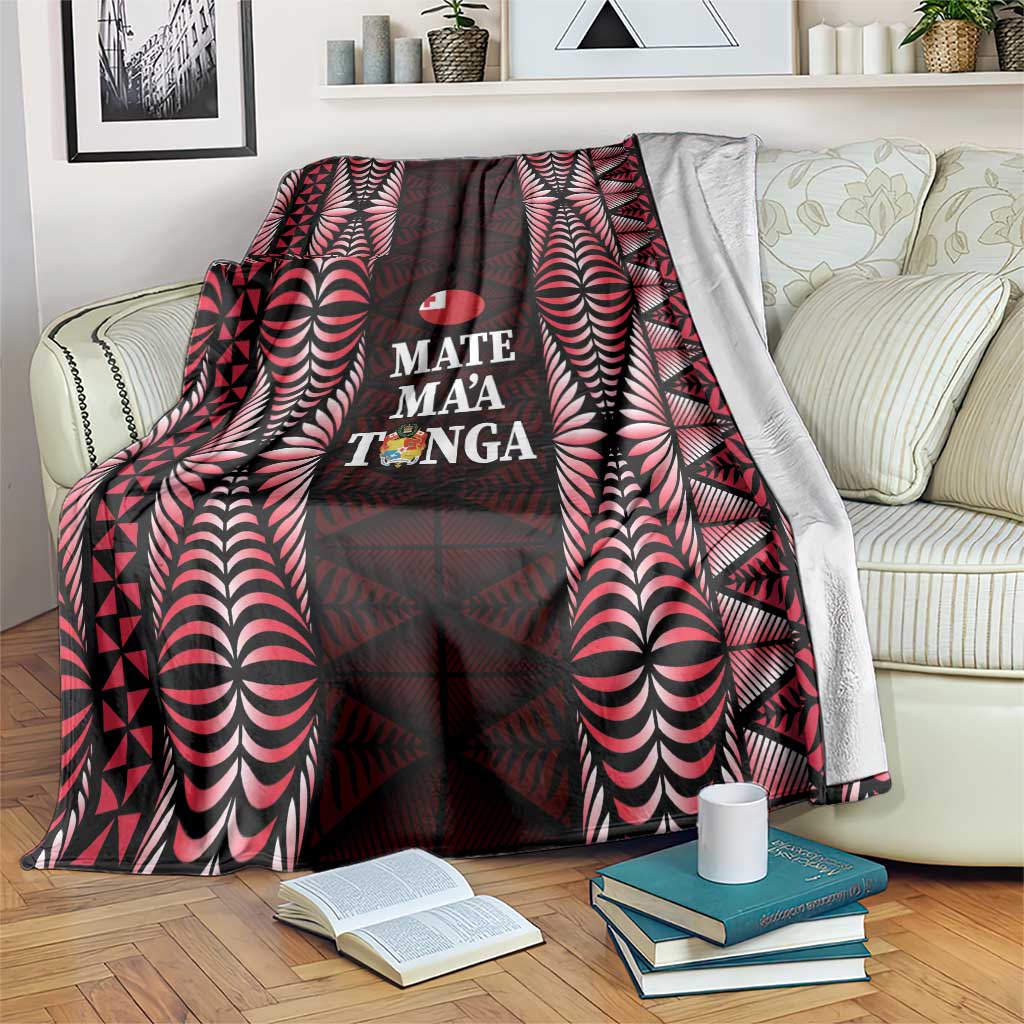 Tonga Rugby Blanket 2025 Mate Maa Tonga Ngatu Motif LT14 Red - Polynesian Pride