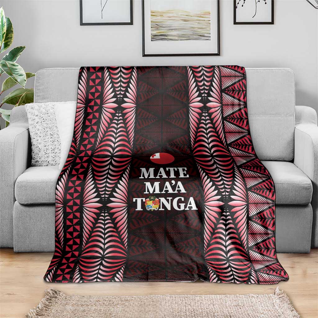 Tonga Rugby Blanket 2025 Mate Maa Tonga Ngatu Motif LT14 - Polynesian Pride