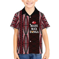 Tonga Rugby Personalised Kid Hawaiian Shirt 2025 Mate Maa Tonga Ngatu Motif LT14 Kid Red - Polynesian Pride