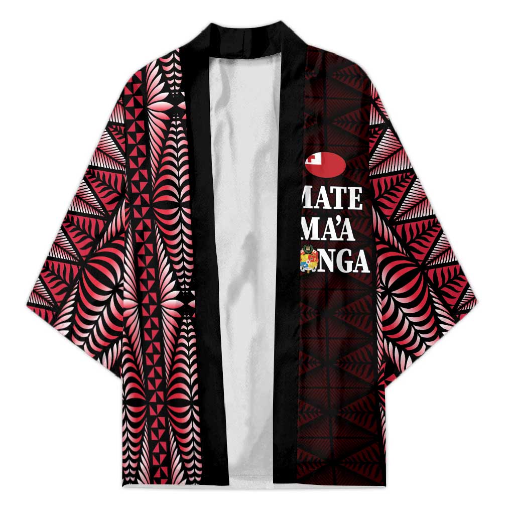Tonga Rugby Personalised Kimono 2025 Mate Maa Tonga Ngatu Motif LT14 Unisex Red - Polynesian Pride