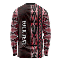 Tonga Rugby Personalised Long Sleeve Shirt 2025 Mate Maa Tonga Ngatu Motif LT14 - Polynesian Pride