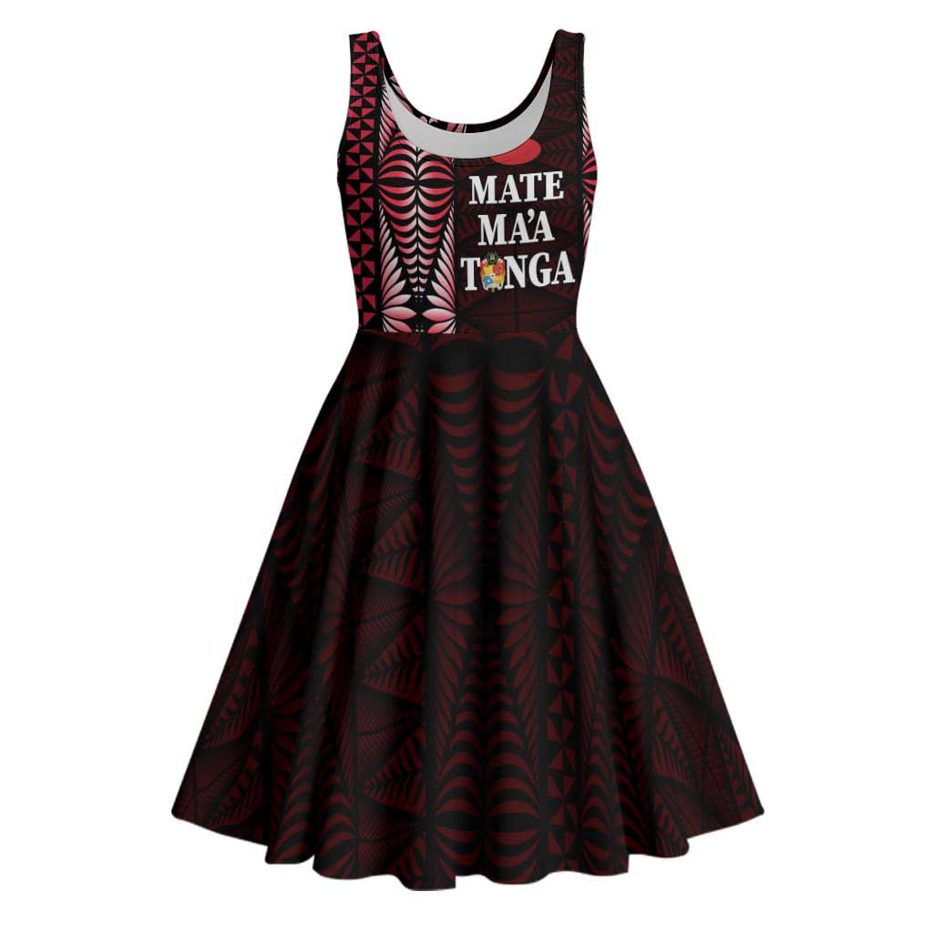 Tonga Rugby Personalised Midi Dress 2025 Mate Maa Tonga Ngatu Motif LT14 Red - Polynesian Pride