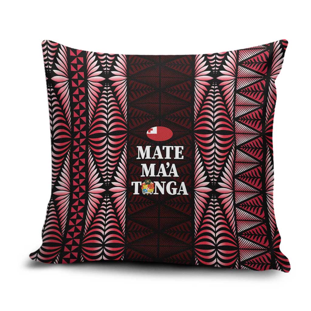 Tonga Rugby Pillow Cover 2025 Mate Maa Tonga Ngatu Motif LT14 Red - Polynesian Pride