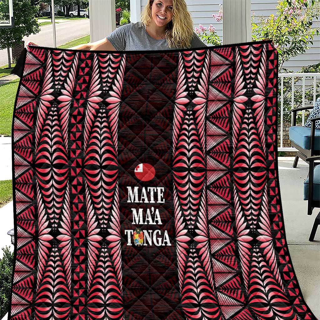 Tonga Rugby Quilt 2025 Mate Maa Tonga Ngatu Motif LT14 Red - Polynesian Pride