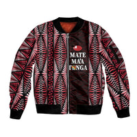 Tonga Rugby Personalised Sleeve Zip Bomber Jacket 2025 Mate Maa Tonga Ngatu Motif LT14 Unisex Red - Polynesian Pride