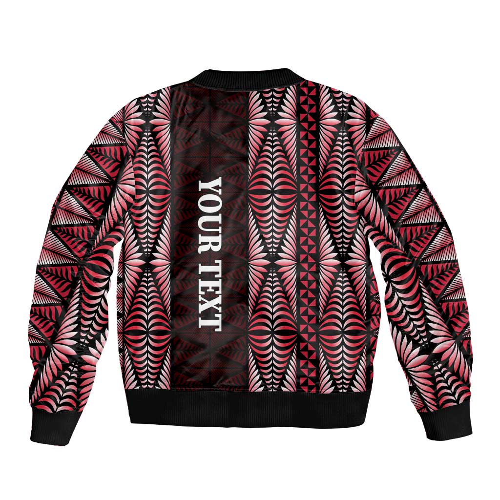 Tonga Rugby Personalised Sleeve Zip Bomber Jacket 2025 Mate Maa Tonga Ngatu Motif LT14 - Polynesian Pride