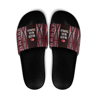 Tonga Rugby Slide Sandals 2025 Mate Maa Tonga Ngatu Motif LT14 Red - Polynesian Pride