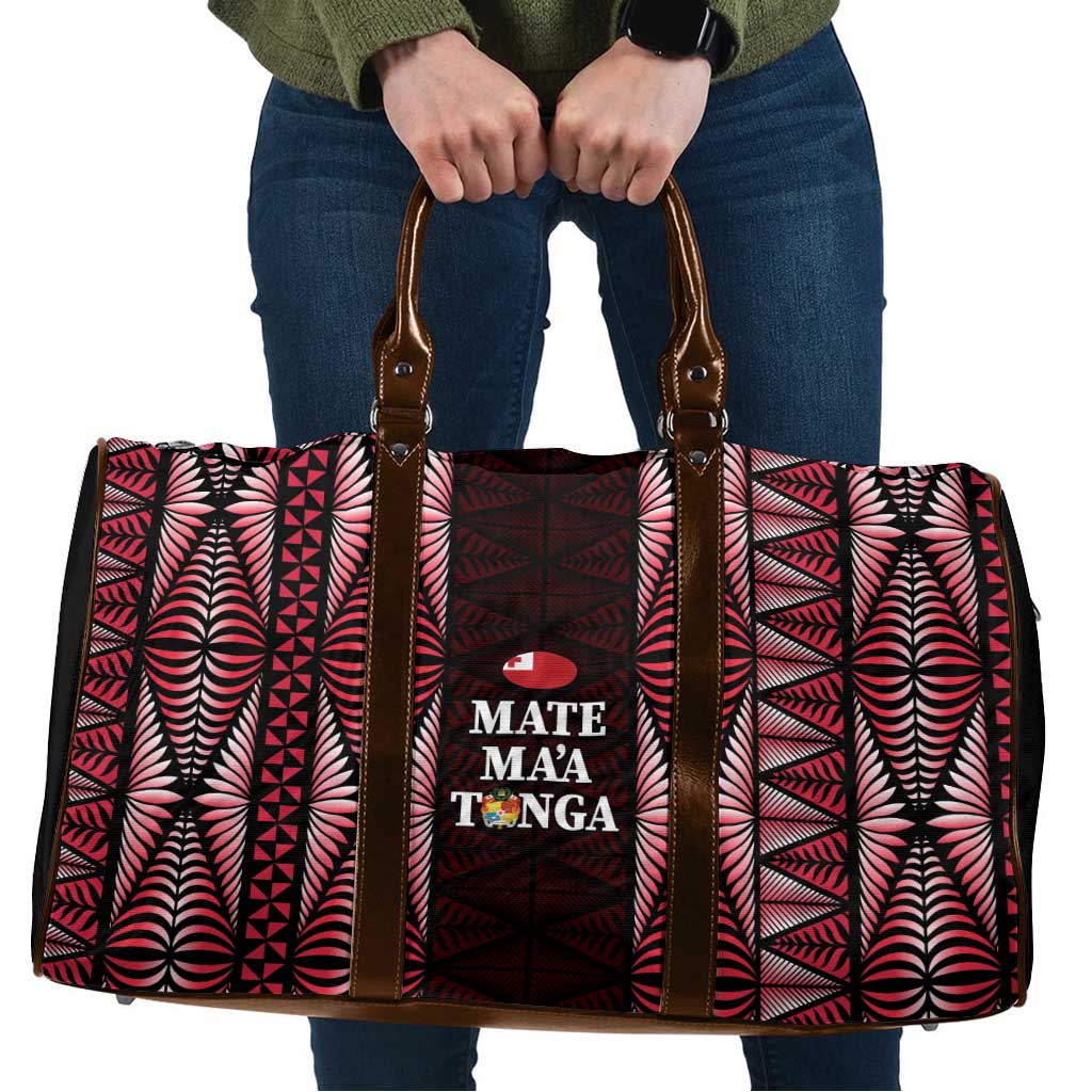 Tonga Rugby Travel Bag 2025 Mate Maa Tonga Ngatu Motif LT14 Red - Polynesian Pride