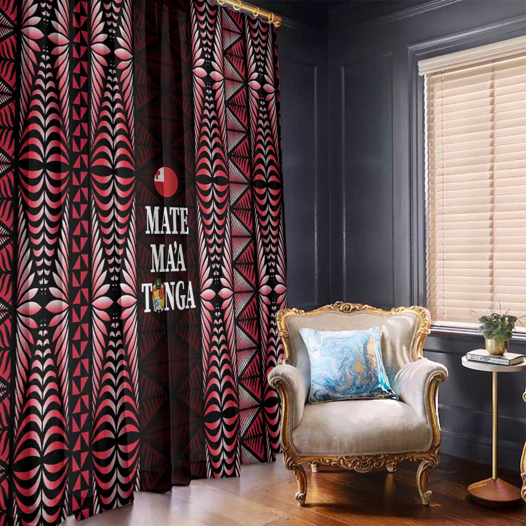 Tonga Rugby Window Curtain 2025 Mate Maa Tonga Ngatu Motif LT14 - Polynesian Pride