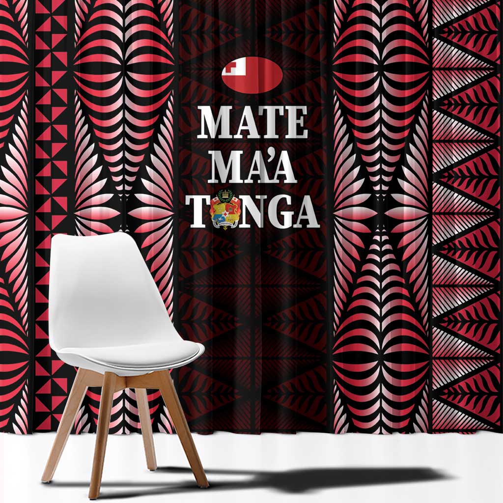 Tonga Rugby Window Curtain 2025 Mate Maa Tonga Ngatu Motif LT14 - Polynesian Pride