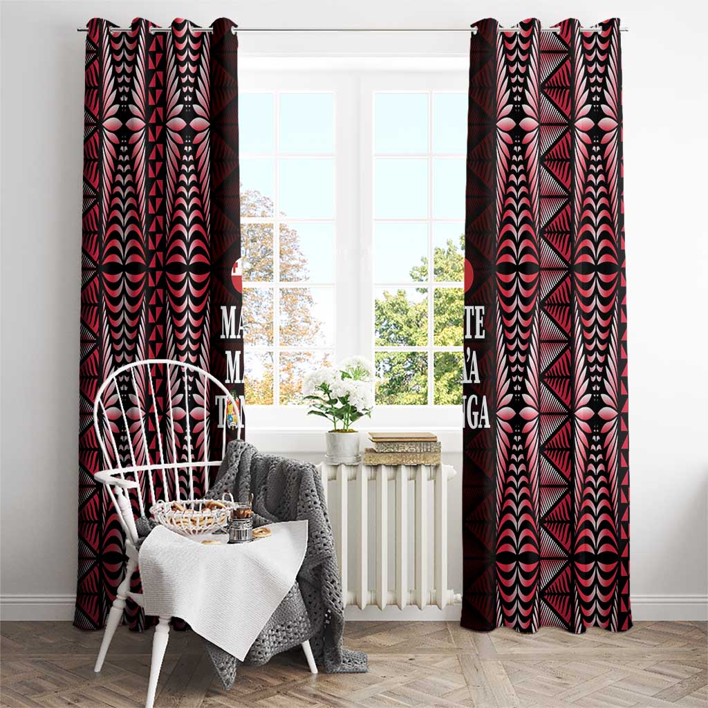 Tonga Rugby Window Curtain 2025 Mate Maa Tonga Ngatu Motif LT14 - Polynesian Pride