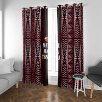 Tonga Rugby Window Curtain 2025 Mate Maa Tonga Ngatu Motif LT14 With Grommets Red - Polynesian Pride