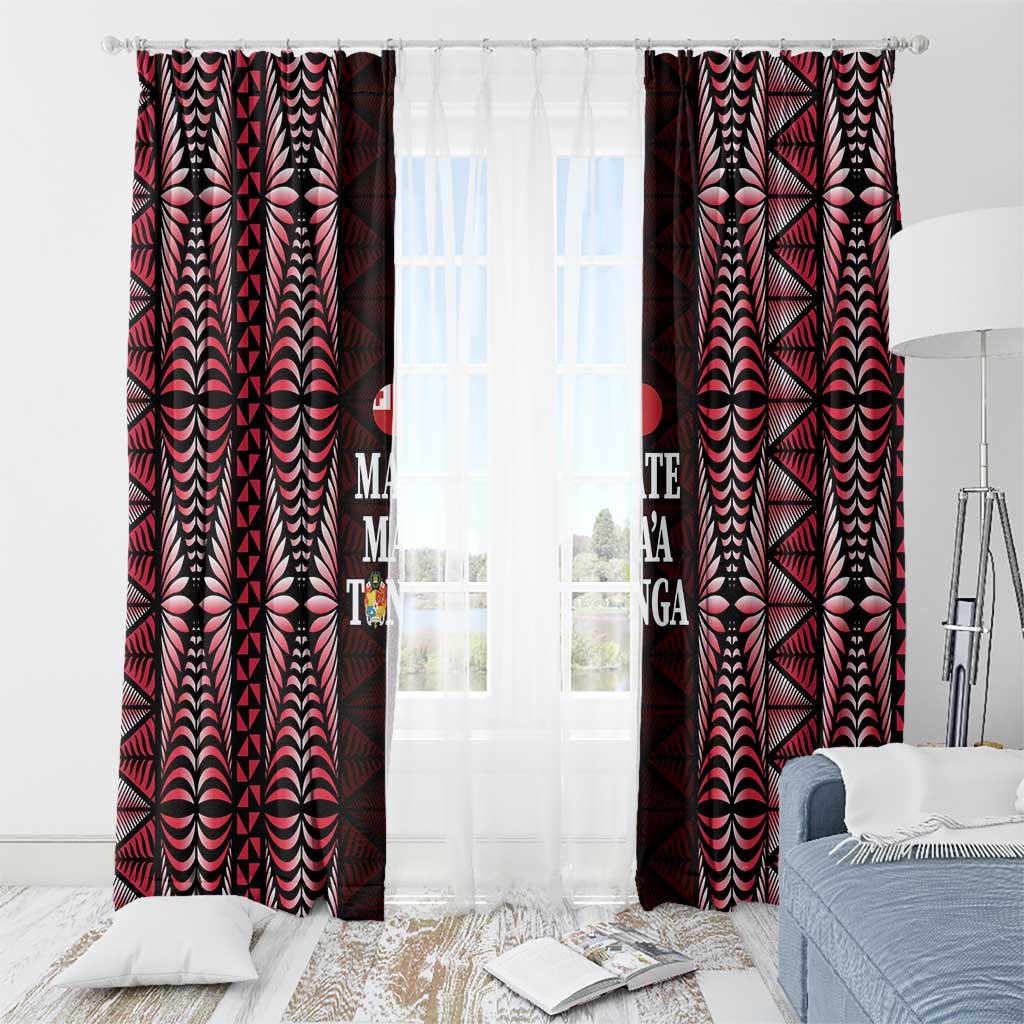 Tonga Rugby Window Curtain 2025 Mate Maa Tonga Ngatu Motif LT14 - Polynesian Pride