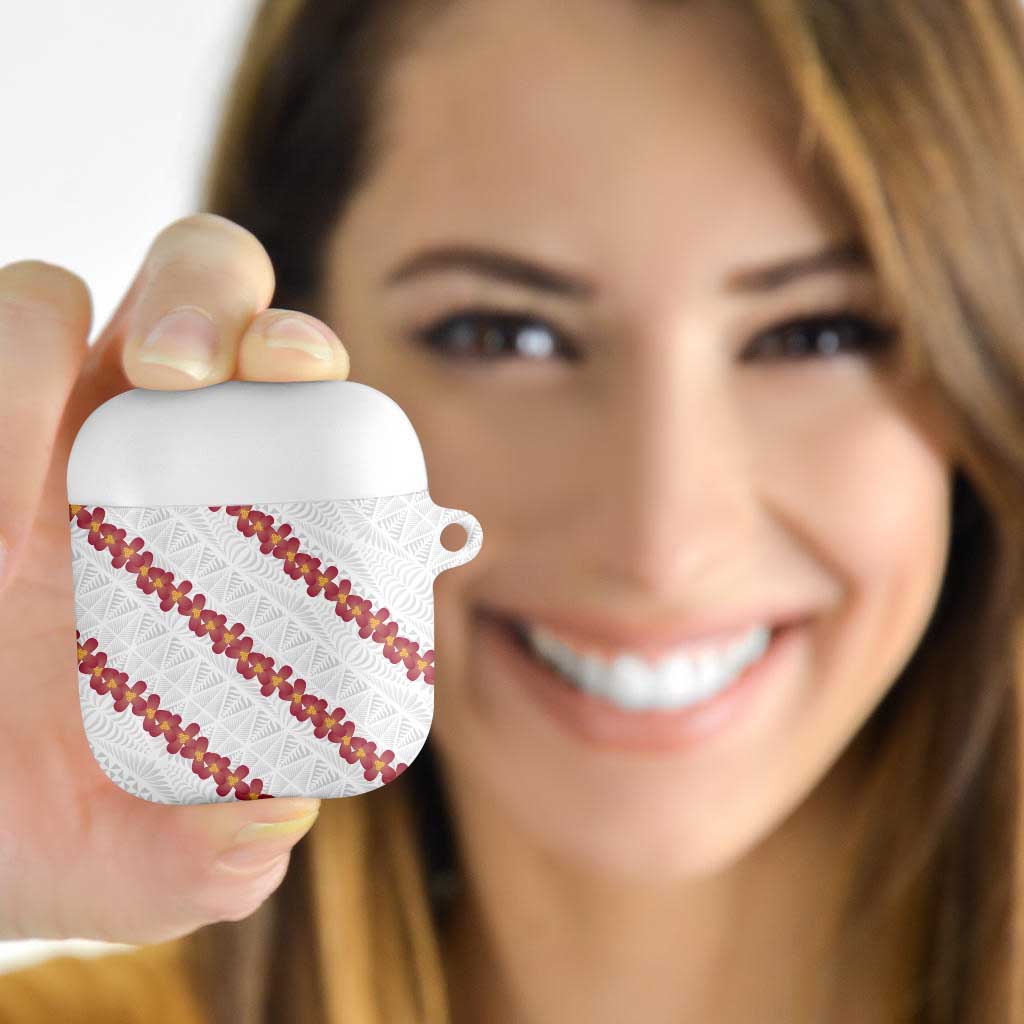 White Sunday Tonga Fakame AirPods Case Tongan Ngatu Heilala Lei LT14 White - Polynesian Pride