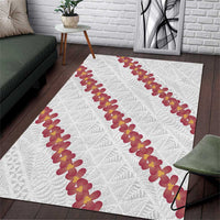 White Sunday Tonga Fakame Area Rug Tongan Ngatu Heilala Lei LT14 White - Polynesian Pride