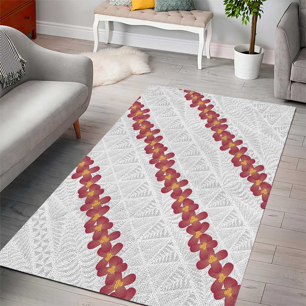 White Sunday Tonga Fakame Area Rug Tongan Ngatu Heilala Lei LT14 - Polynesian Pride