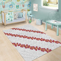 White Sunday Tonga Fakame Area Rug Tongan Ngatu Heilala Lei LT14 - Polynesian Pride