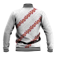White Sunday Tonga Fakame Baseball Jacket Tongan Ngatu Heilala Lei LT14 - Polynesian Pride