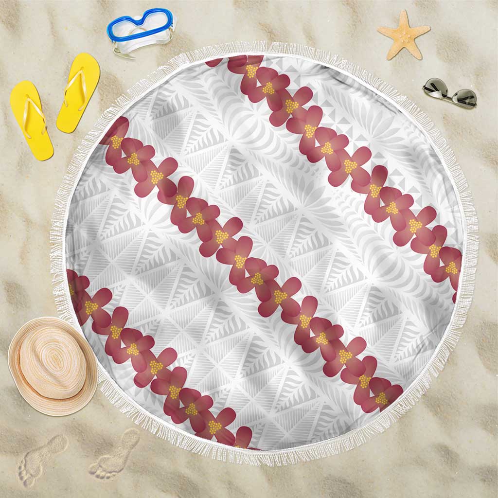 White Sunday Tonga Fakame Beach Blanket Tongan Ngatu Heilala Lei LT14 One Size 150cm White - Polynesian Pride