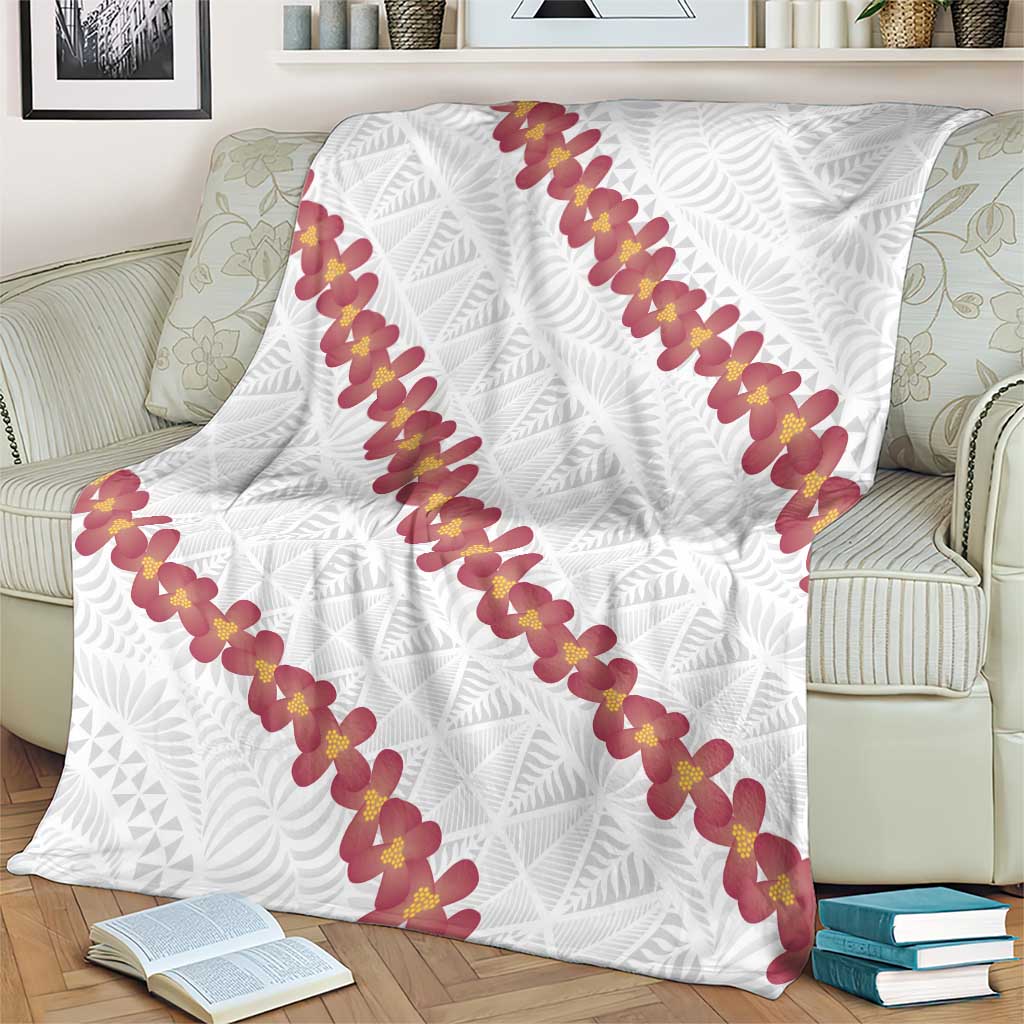 White Sunday Tonga Fakame Blanket Tongan Ngatu Heilala Lei LT14 - Polynesian Pride