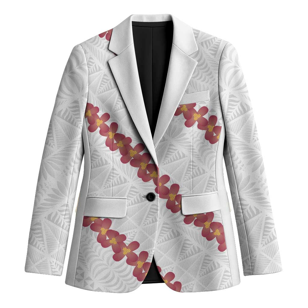 White Sunday Tonga Fakame Blazer Tongan Ngatu Heilala Lei LT14 Unisex White - Polynesian Pride