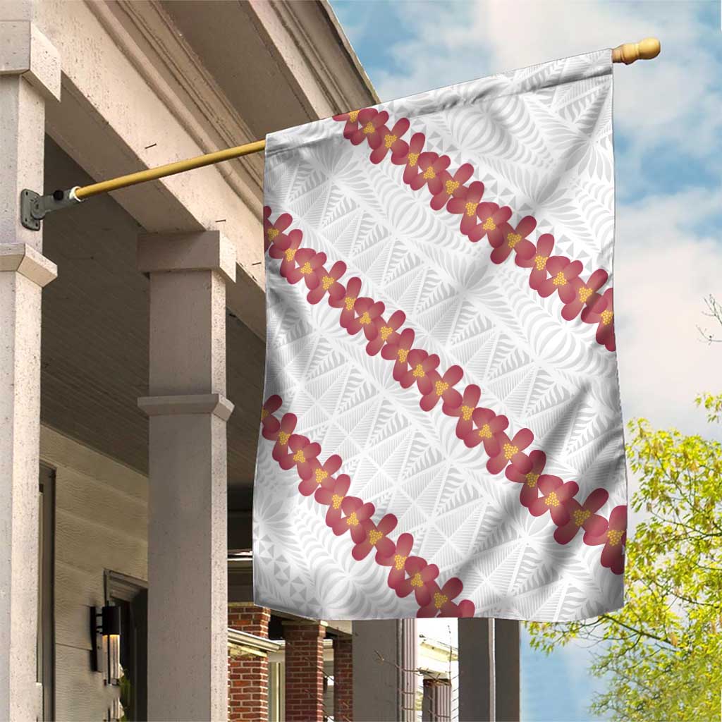 White Sunday Tonga Fakame Garden Flag Tongan Ngatu Heilala Lei LT14 House Flag White - Polynesian Pride
